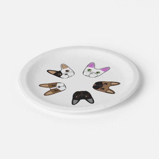 Assorted French Bulldog Face Pappteller (Schrägansicht)