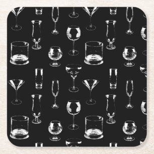 Assorted Glasses Rechteckiger Pappuntersetzer