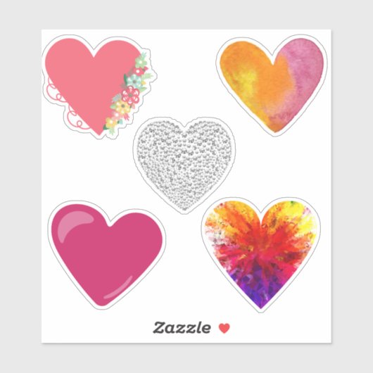 Assorted Heart Stickers Aufkleber (Blatt)