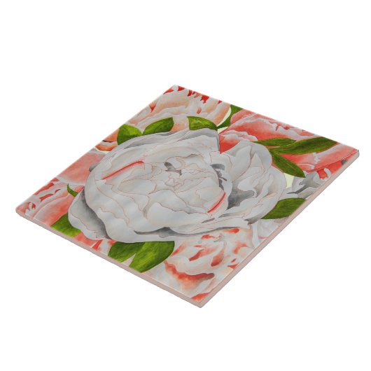 Assorted Peonies on a Ceramic Tile (E) Fliese (Seite)