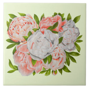 Assorted Peonies on a Keramik Tile Fliese