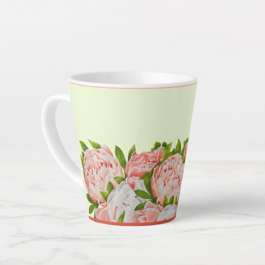 Assorted Peonies on a Small Latte Tasse (Linke Ecke)