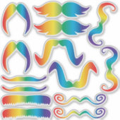Assorted Rainbow Mustache Aufkleber (Vorderseite)
