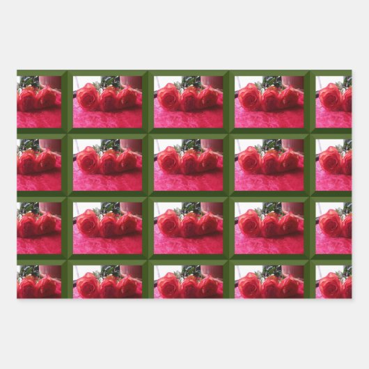 Assorted Rose Images Wrapping Paper Sheets Geschenkpapier Set (Vorderseite)