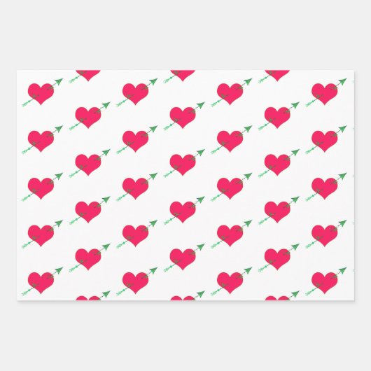 Assorted Valentine Hearts Geschenkpapier Set (Vorderseite)