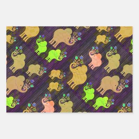 Assortierte Elefanten Geschenkpapier Set (Vorderseite 3)