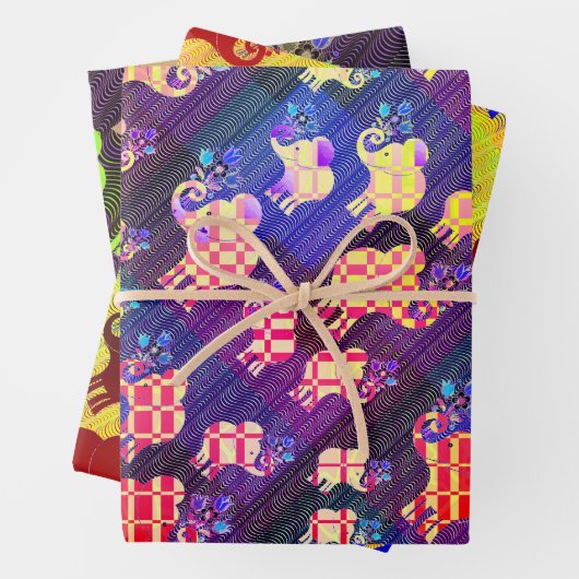 Assortierte Elefanten Geschenkpapier Set (Beispiel)