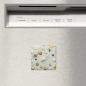 Assortierte Muscheln auf blauem Hintergrund Magnet (In Situ (Geschirrspüler))