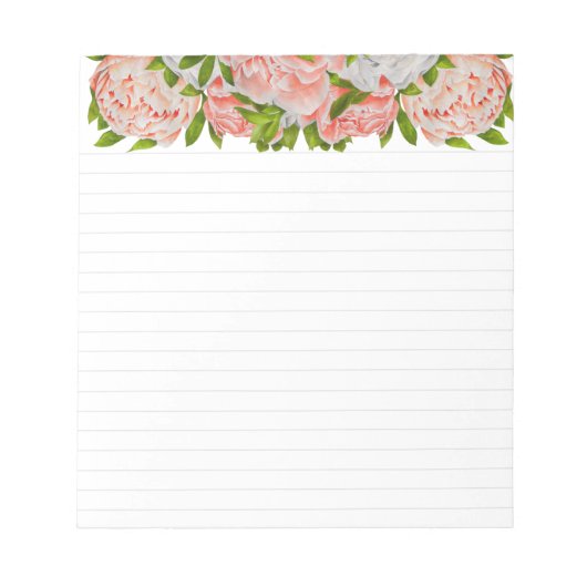 Assortierte Peonies auf einem mittleren Notepad Notizblock (Vorderseite)