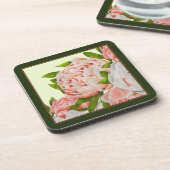Assortierte Peonies auf einem Untersetzer-Set Getränkeuntersetzer (Linke Seite)