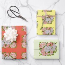 Assortierte Peonies auf einem Wrapping Paper-Set