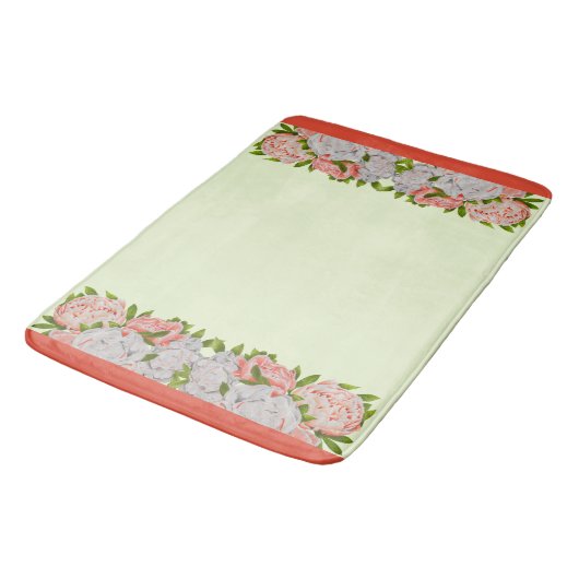 Assortierte Peonies auf einer Bath Mat Badematte (Schrägansicht)