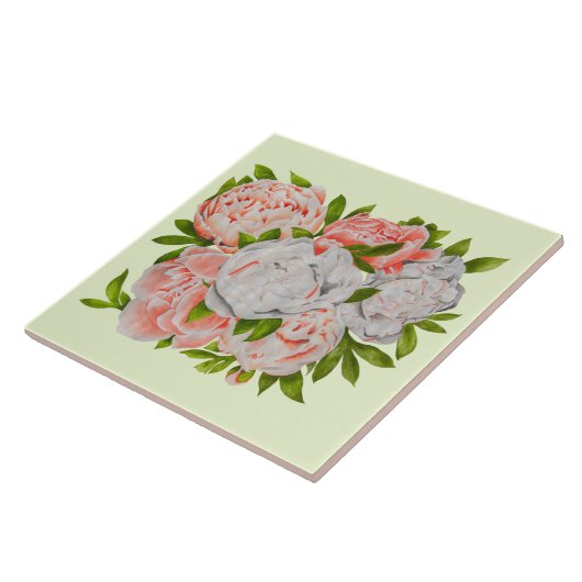 Assortierte Peonies auf einer Keramik Fliese (Seite)
