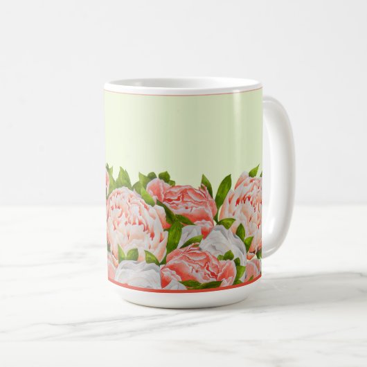 Assortierte Peonies auf einer klassischen Tasse (VorderseiteRechts)
