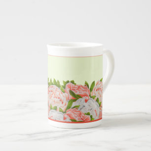 Assortierte Peonies auf einer Knochen-China-Tasse Porzellantasse