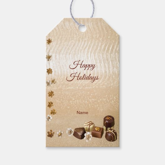 Assortierte Pralinen mit Blumen Geschenkanhänger (Vorderseite)