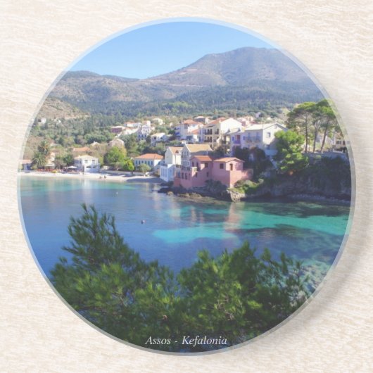 Assos - Kefalonia Sandstein Untersetzer (Vorne)