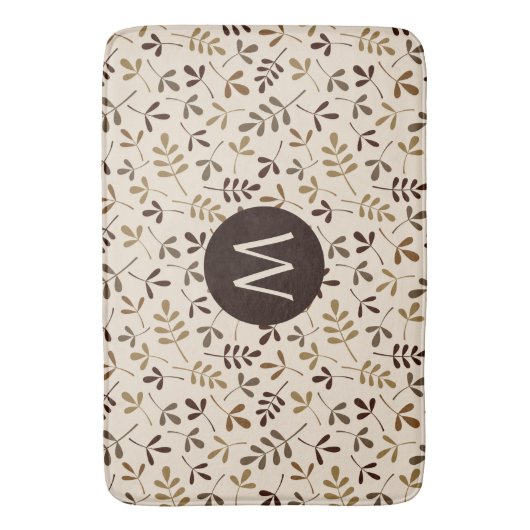 Asstd Blätter Gld Brwns CRM Rpt Ptn (Personalisier Badematte (Vorderseite Vertikal)