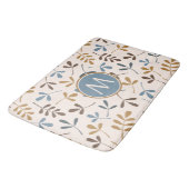 Asstd Blätter PDF Blues Brwn Gld Crm (Personalisie Badematte (Schrägansicht)