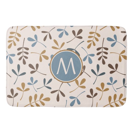 Asstd Blätter PDF Blues Brwn Gld Crm (Personalisie Badematte (Vorderseite)