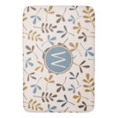 Asstd Blätter PDF Blues Brwn Gld Crm (Personalisie Badematte (Vorderseite Vertikal)