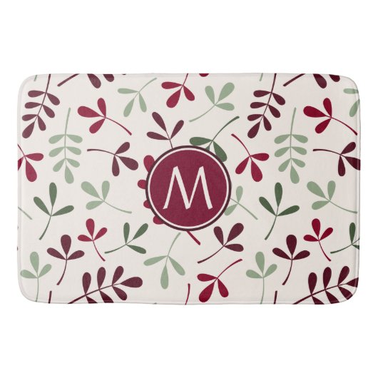 Asstd Blätter Ptn Reds Grüntöne Cream (Personalisi Badematte (Vorderseite)