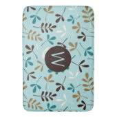 Asstd Blätter Teals Crm Gld Brwn Ptn (Personalisie Badematte (Vorderseite Vertikal)