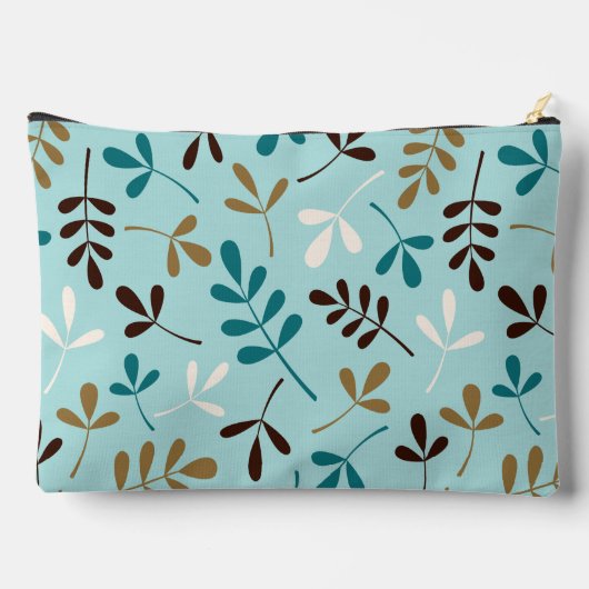 Asstd Blätter Teals Crm Gld Brwn Ptn (Personalisie Zubehörtasche (Rückseite)