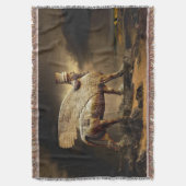 Assyrian Classic Lamassu Cotton Throw Blanket Decke (Vorderseite Vertikal)