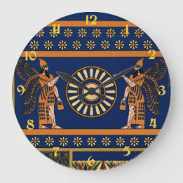 Assyrian Deity Called an Apkallu or Winged Genius Große Wanduhr