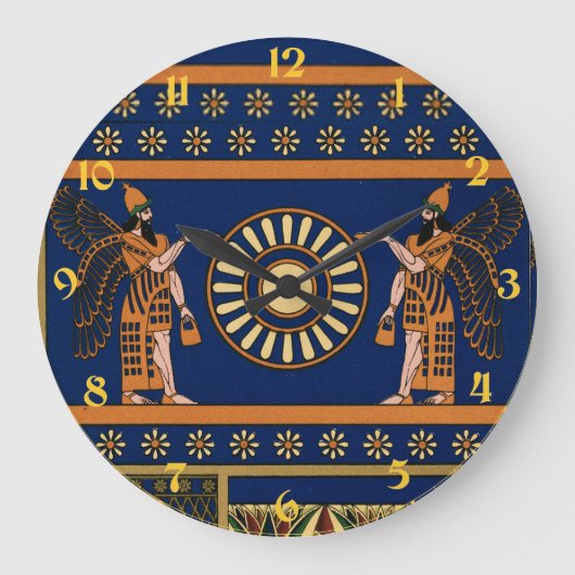 Assyrian Deity Called an Apkallu or Winged Genius Große Wanduhr (Vorderseite)