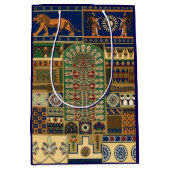 Assyrian Gold Lion, Sun & Ancient Angels Artistic Mittlere Geschenktüte (Vorderseite)