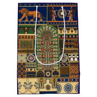 Assyrian Gold Lion, Sun & Ancient Angels Artistic Mittlere Geschenktüte