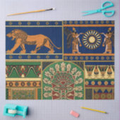 Assyrian Gold Lion, Sun & Ancient Angels Artistic Seidenpapier (Basteln)