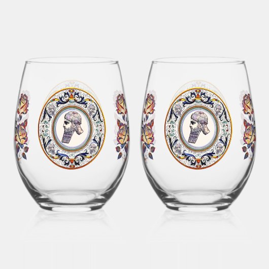 Assyrian King Trinkbehälter Set Weinglas Ohne Stiel (Vorderseite)
