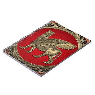 Assyrian Winged Bull - Gold Lamassu Notizblock