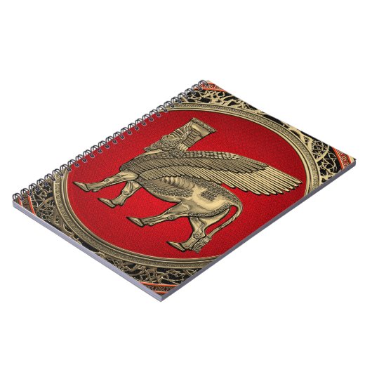 Assyrian Winged Bull - Gold Lamassu Notizblock (Linke Seite)