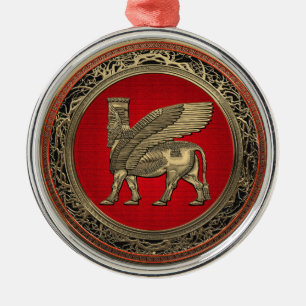 Assyrian Winged Bull - Gold Lamassu Ornament Aus Metall