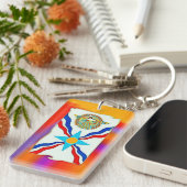 Assyrianische Flagge Akryllischer Schlüsselanhänge Schlüsselanhänger (Vorderseite rechts)