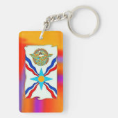 Assyrianische Flagge Akryllischer Schlüsselanhänge Schlüsselanhänger (Rückseite)