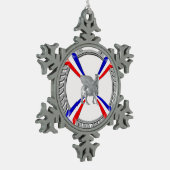 Assyrianische Flagge und Lamassu-Schneeflocke Schneeflocken Zinn-Ornament (Links)