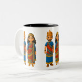 Assyrianische Königs- und Königin-Tasse Zweifarbige Tasse (Vorderseite Links)
