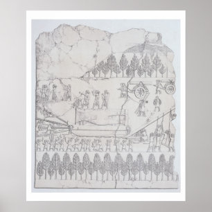 Assyrians, die bewegen einen Winged Stier auf Poster