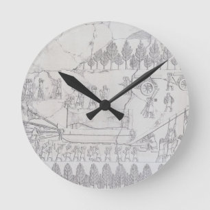 Assyrians, die bewegen einen Winged Stier auf Runde Wanduhr