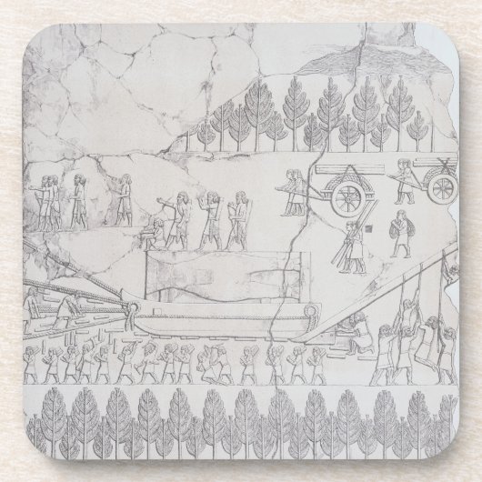 Assyrians, die bewegen einen Winged Stier auf Untersetzer (Vorderseite)