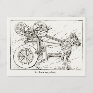 Assyrische Bogenschützen, alte Zeichnung 1890 Postkarte