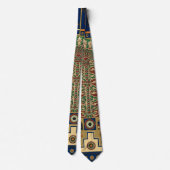 Assyrische farbenfrohe Retro-Muster Krawatte (Rückseite)