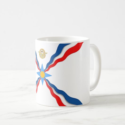 Assyrische Flagge Kaffeetasse (VorderseiteRechts)