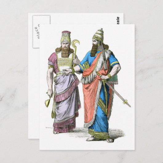 Assyrischer Hohepriester und König Postkarte (Vorne/Hinten)