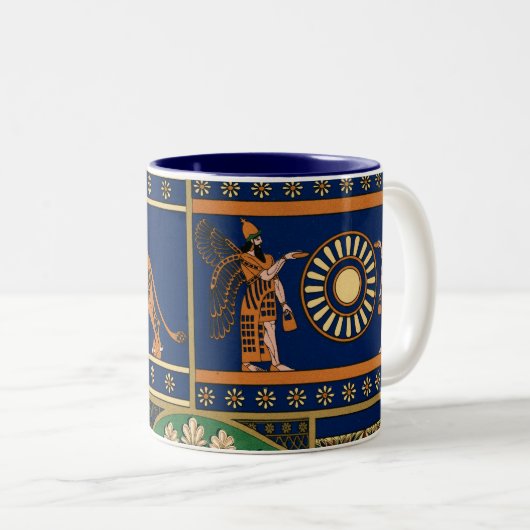 Assyrisches Vintages Muster Zweifarbige Tasse (VorderseiteRechts)
